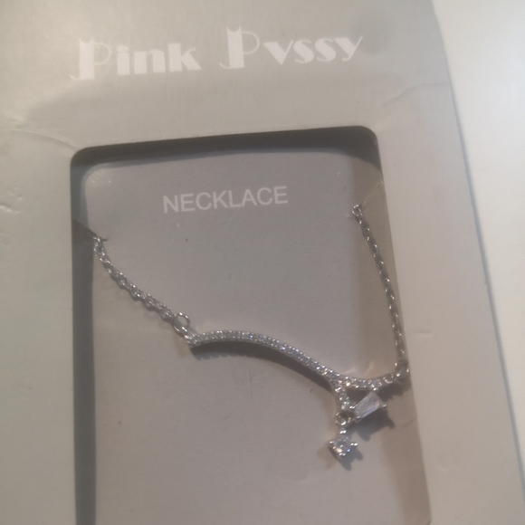 NECKLACE/WHITE GOLD PLATED - Picture 2 of 2